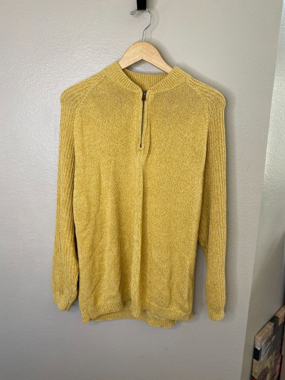Tommy Bahama Mens Yellow Half-Zip Pullover Sweater M Cotton Wool Blend Vintage